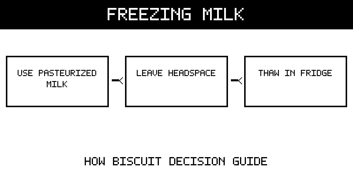 Milk-freezing diagram: use pasteurized milk, leave expansion space, and thaw it in the refrigerator.