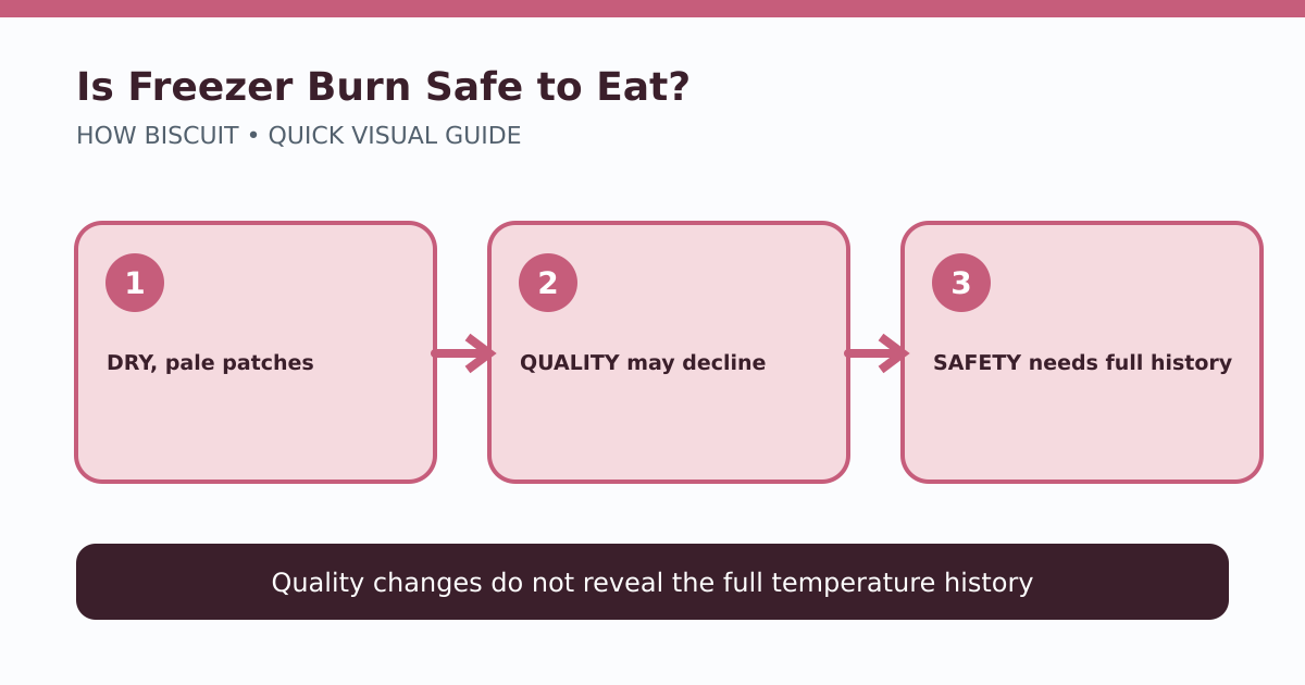 Diagram separating freezer burn quality changes from food safety decisions